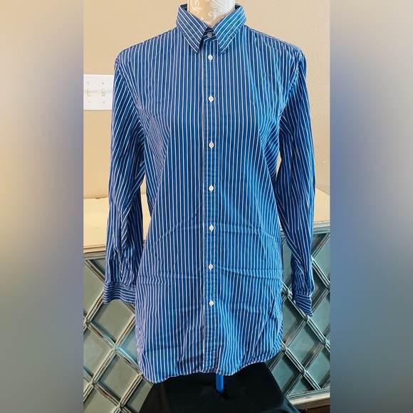 Polo Ralph Lauren Tops - Polo by Ralph Lauren Blue White Vertical Stripe Button-Down Shirt